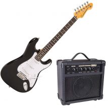 Encore Electric Guitar E6 in Gloss Black & Kinsman 10w Amp