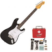 Encore Electric Guitar E6 in Gloss Black & Guitar First Aid Kit