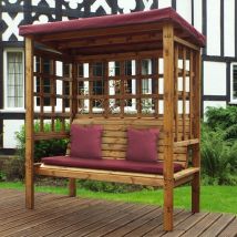 Charles Taylor Bramham Three Seat Arbour with Burgundy Roof Cover and Cushions