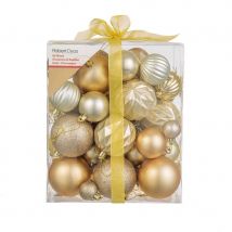 Robert Dyas Mixed 50 Piece Bauble Set - Gold and Champagne