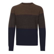 Casual Friday - Pull Col Rond Casual Friday Colorblock Bleu Marine Et Marron - Bleu