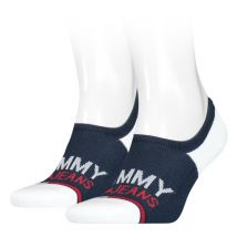 Tommy Hilfiger Underwear - Lot De 2 Paires De Socquettes Tommy Hilfiger Blanches Et Bleu Marine Brodées - Bleu