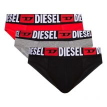Diesel Underwear - Lot De 3 Slips Diesel En Coton Stretch Rouge, Noir Et Gris Chiné - Multicolore
