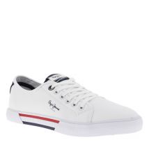 Pepe Jeans - Baskets Basses Pepe Jeans En Toile Blanche à Contrefort Contrasté - Blanches