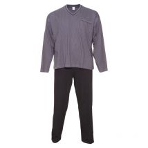 Adamo - Pyjama Long Adamo Coton Avec Manches Longues Et Col V Anthracite Rayé - Anthracite