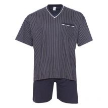 Adamo - Pyjama Court Adamo Coton Avec Manches Courtes Et Col V Bleu Marine Rayé - Bleu Marine