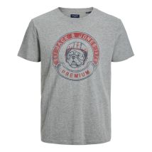 Jack & Jones Premium - Tee-shirt Col Rond à Manches Courtes Jack & Jones Premium En Coton Gris Chiné - Gris