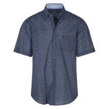Bo - Chemise Avec Manches Courtes Et Col Américain Bande Originale Coton Bleu Fleurie - Bleu