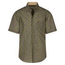 Bo - Chemise Avec Manches Courtes Et Col Américain Bande Originale Coton Kaki Fleurie - Kaki