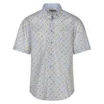 Bo - Chemise Avec Manches Courtes Et Col Américain Bande Originale Coton Blanc Fleurie - Blanc