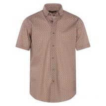 Bo - Chemise Avec Manches Courtes Et Col Américain Bande Originale Coton Orange Fleurie - Orange