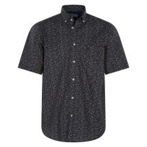 Bo - Chemise Avec Manches Courtes Et Col Américain Bande Originale Coton Marine Fleurie - Marine