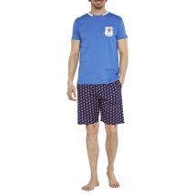 Arthur - Pyjama Court Arthur Coton Avec Manches Courtes Et Col Rond Bleu - Bleu