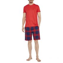 Arthur - Pyjama Court Arthur Coton Avec Manches Courtes Et Col Rond Rouge Carreaux - Rouge