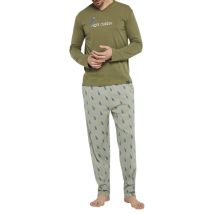 Arthur - Pyjama Long Arthur Coton Avec Manches Longues Et Col V Kaki - Kaki