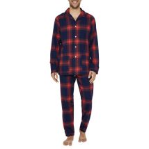 Arthur - Pyjama Long Arthur Coton Avec Manches Longues Et Col Cranté Rouge Carreaux - Rouge
