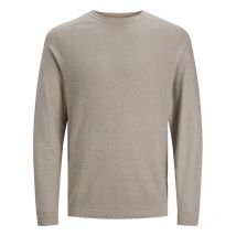 Jack & Jones Premium - Pull Col Ras Du Cou Premium En Coton Et Lin Mélangé Avec Manches Longues écru En Maille Cueillie - écru