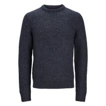 Jack & Jones Premium - Pull Col Ras Du Cou Premium En Laine Mélangée Avec Manches Longues Bleu Marine Jersey Endroit - Marine