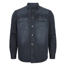 North 56°4 - Chemise North 56°4 En Coton Mélangé Avec Manches Longues Et Col Italien Bleu Marine En Jean - Marine