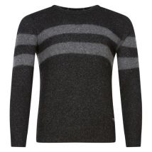 Teddy Smith Junior - Pull Coupe Droite à Col Rond Teddy Smith En Laine Mélangée Noir Et Gris - Noir