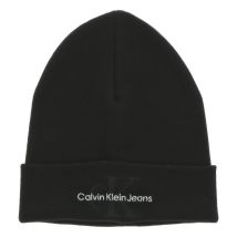 Calvin Klein Jeans Accessoires - Bonnet Calvin Klein En Coton Biologique Noir Côtelé - Noir