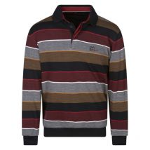 Ethnic Blue - Sweat Ethnic Blue Avec Manches Longues Et Col Polo Rouge Rayé - Rouge