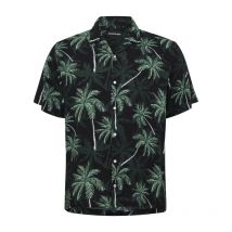 North 56°4 - Chemise Manches Courtes Coupe Regular Fit North 56°4 Verte Avec Un Imprimé Tropical Et Un Col Cubain - Verte