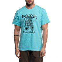 Daytona 73 - Tee-shirt Coupe Droite Daytona En Coton Bleu Ciel Avec Un Grand Imprimé Noir à L'avant - Ciel