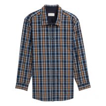 Tom Tailor + - Chemise Tom Tailor + Coton Mélangé Avec Manches Longues Et Col Français Marine Carreaux - Marine