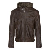 Mauritius - Blouson Cuir De Mouton Avec Manches Longues Et Col à Capuche Marron - Marron