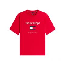 Tommy Hilfiger Big &tall - T-shirt Tommy Hilfiger Big & Tall Coton Avec Manches Courtes Et Col Rond Rouge - Rouge