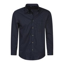 Bo - Chemise Bande Originale Avec Manches Longues Et Col à Revers Marine à Motifs - Bleu Foncé
