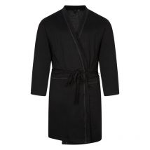 Adamo - Robe De Chambre Adamo Boris En Coton Noir Coupe Droite Col V -