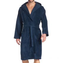 Vossen - Peignoir De Bain Bi-matière Texas Vossen En Coton Bleu Marine à Capuche -