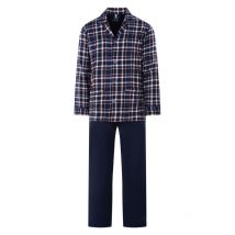 Christian Cane - Pyjama Long Christian Cane Iskander En Coton Bleu Marine à Carreaux -
