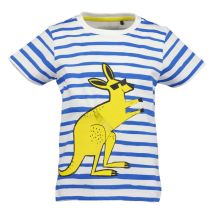 Blue Seven - T-shirt Blue Seven En Coton Blanc Rayé Bleu Avec Un Kangourou Jaune - Blanc