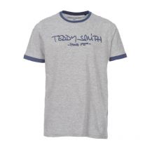 Teddy Smith Junior - Tee-shirt Col Rond Teddy Smith Junior Ticlass En Coton Gris Chiné Floqué En Bleu Pétrole - Gris