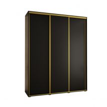 Abiks Meble Armoire à portes coulissantes Davos 1 235.2 x 200 x 45 3 portes coulissante (Noir/Noir/Or)  Noir