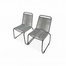 sweeek Lot de 2 chaises de jardin en corde BRASILIA, gris clair, empilables, extérieur | sweeek  Gris