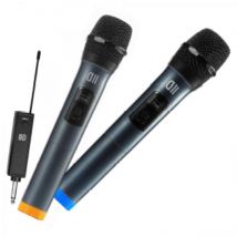 D2 Diffusion D2 Pack 2 microphone dynamique DII sans fil avec écrans Omnidirectionnel récepteur rechargeable, jack 6.35mm pack de 2pcs  Noir