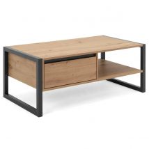 Decoshop26 Table basse avec tiroir et espace de rangement en bois MDF anthracite style industriel TABA06012  Marron