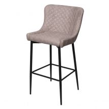 Decoshop26 Tabouret de bar chaise haute de comptoir en tissu gris design rétro cadre en métal 04_0001242