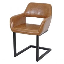 Decoshop26 Chaise de salle à manger bureau visiteur sans roulette design rétro en synthétique marron pied en métal 04_0002159  Marron