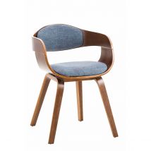Decoshop26 Chaise de bureau sans roulettes visiteur en tissu et bois design retro et confort maximal noyer bleu BUR10544