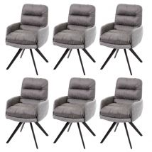 Decoshop26 6x chaises de salle à manger fauteuil lounge avec accoudoir confortable rotative en tissu gris clair 04_0000860