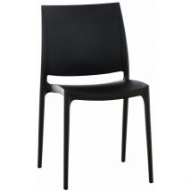 Decoshop26 Chaise de jardin en plastique noir design simple empilable 10_0000013  Noir