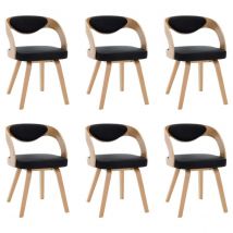 Decoshop26 Lot de 6 chaises de salle à manger cuisine design intemporel bois courbé et synthétique noir CDS022663