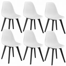 Decoshop26 Set de 6 Chaises Design Chaise de Cuisine Salle à Manger Plastique Blanc et Noir 03_0003728  Blanc