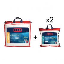 Dodo Pack DODO couette tempérée 220x240 + 2 oreillers 60x60 - Enveloppe 100% coton biologique - AQUA-PURE