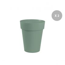 Eda Lot de 2 pots de fleurs ronds en plastique EDA Toscane vert laurier - Ø 44 cm  Vert
